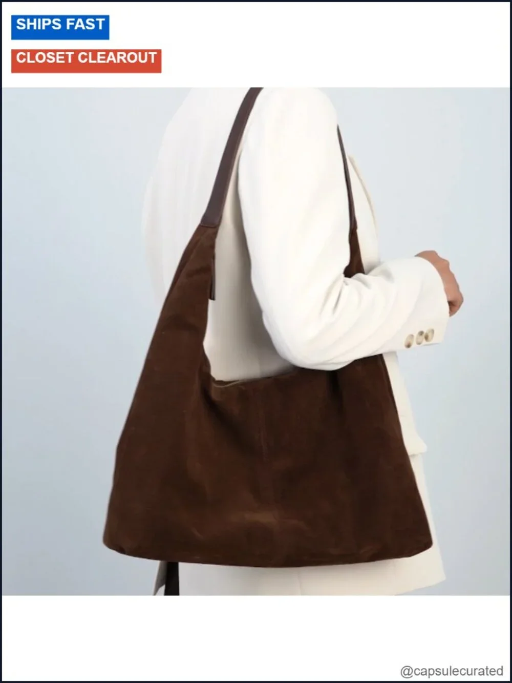 Faux Suede Slouchy Hobo Shoulder Bag Women Tote Satchel Crossbody